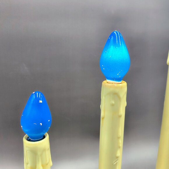 Vintage 5 Light Christmas Candolier Dripping Electric Candles with Blue Bulbs - Picture 6 of 12